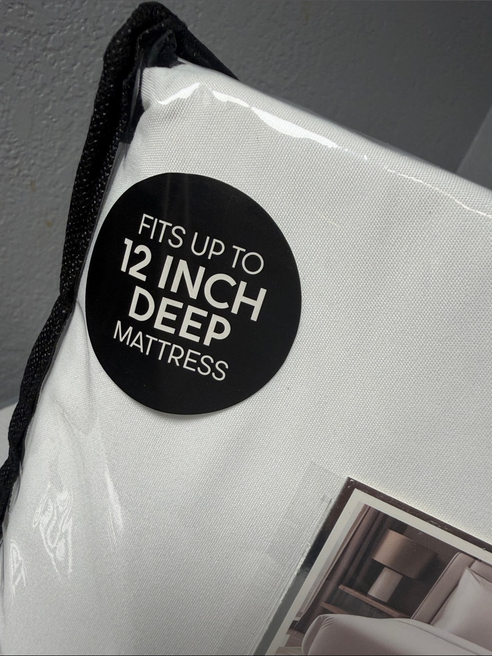 Hotel Collection King Sheet Set in White with Black Trim Packaging - Picture 3 of 4